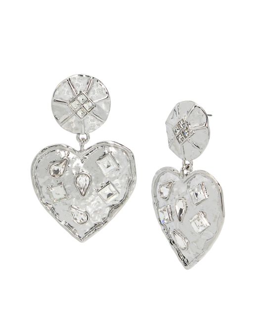 Steve Madden Metallic S Jewelry Stone Heart Drop Statement Earrings