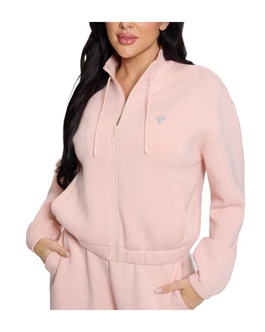 Guess Pink Eco Cecilia Scuba Zip Sweatshirt