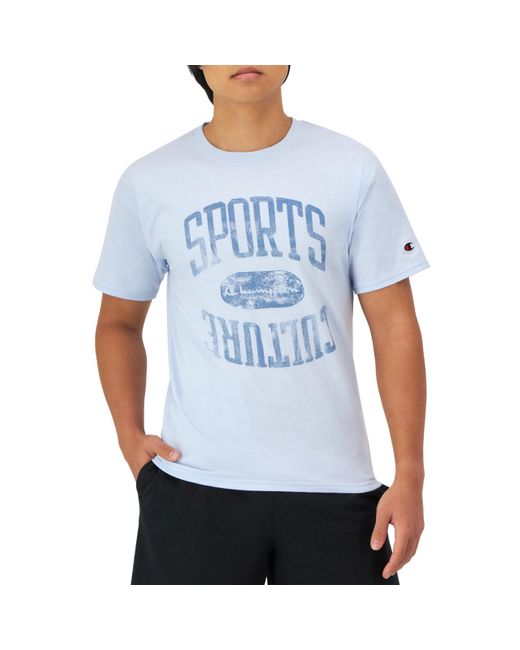 Champion , Classic, Comfortable Crewneck T-shirt, Graphic Tee, Blue Trance Sports Culture for men