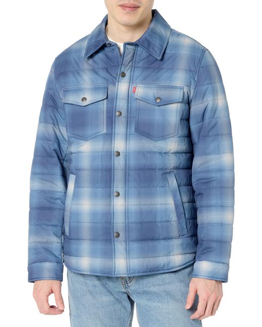 Levi's Blue Diamond Quilted Sherpa Lined Bomber Jacket for men