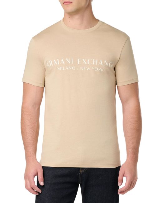 Emporio Armani Natural A | X Armani Exchange Regular Fit Short Sleeve Milan New York Logo Tee for men
