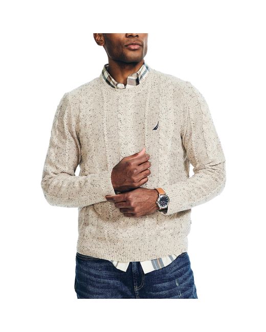 Nautica Men's Cable-Knit V-Neck Sweater