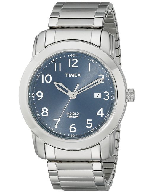 Timex T2p132 Highland Street Silvertone Stainless Steel Expansion Band