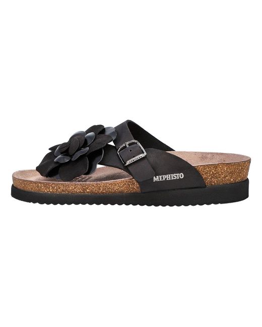 Mephisto Helen Flower Cork Footbed Sandal Black 12 M Us Lyst
