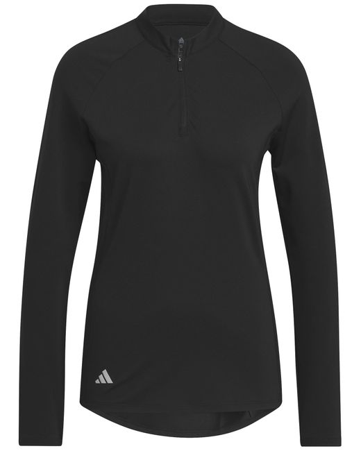 Adidas Black Standard Quarter Zip Long Sleever Golf Polo Shirt