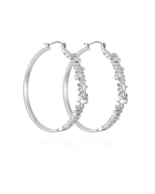 Juicy Couture White Silvertone Glass Stone Hoop Earrings