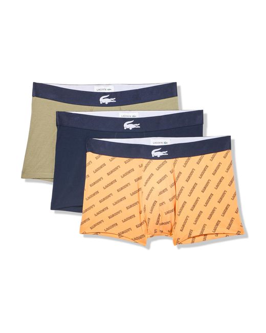 Lacoste Blue Cotton Stretch Diagonal Print Trunks for men