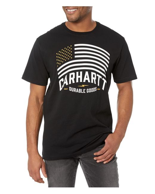 Carhartt Black Relaxed Fit Midweight Short Sleeve Flag Graphic T-shirt for men