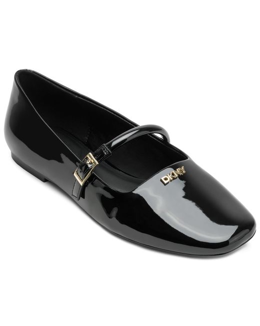 DKNY Black Danita Ballet Flat With Belt Strap Sandal