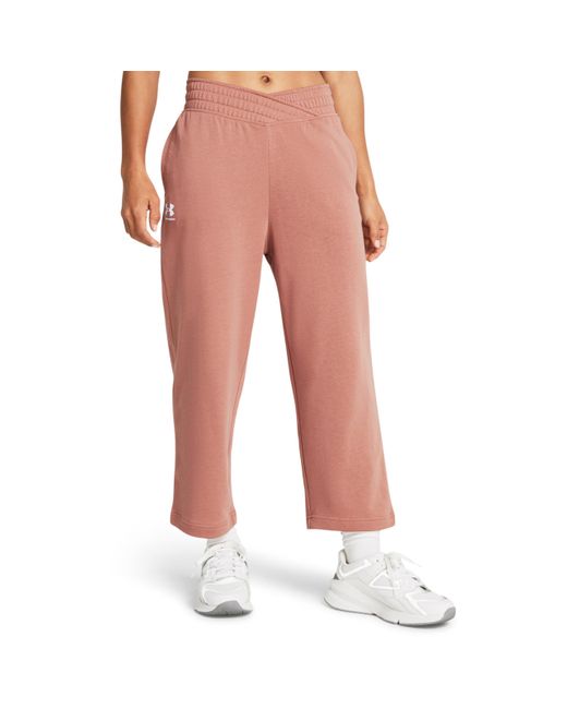 Under Armour Red Rival Terry Wide Leg Crop Pants,