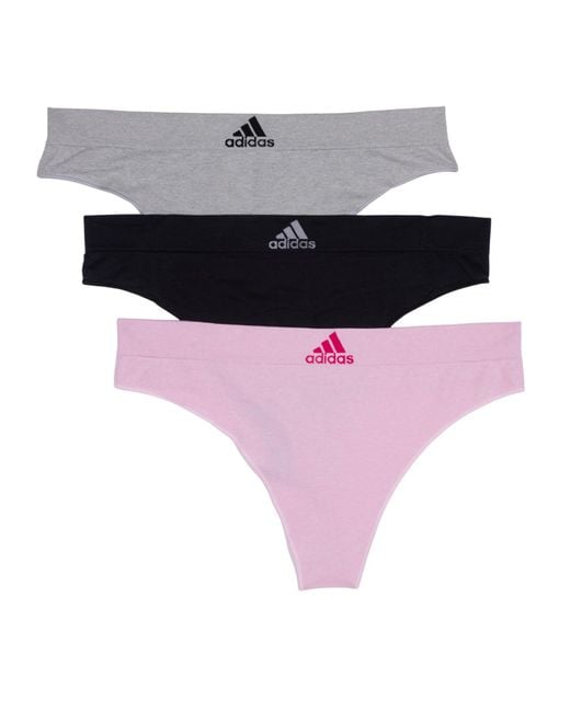 Adidas Black Seamless Thong Underwear 3-pack