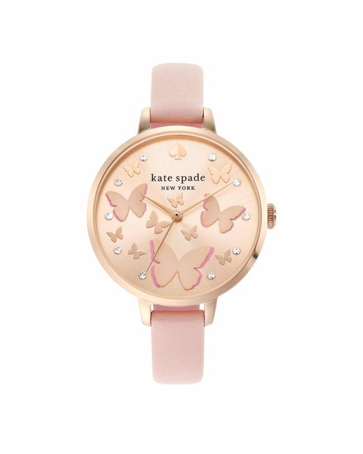 Kate Spade Metro Three-hand Pink Leather Watch