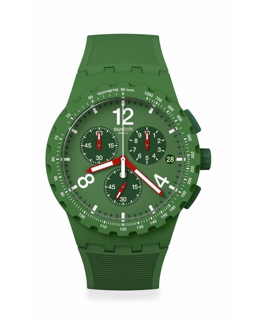 Swatch Casual Green Watch Plastic Quartz Primarily Green
