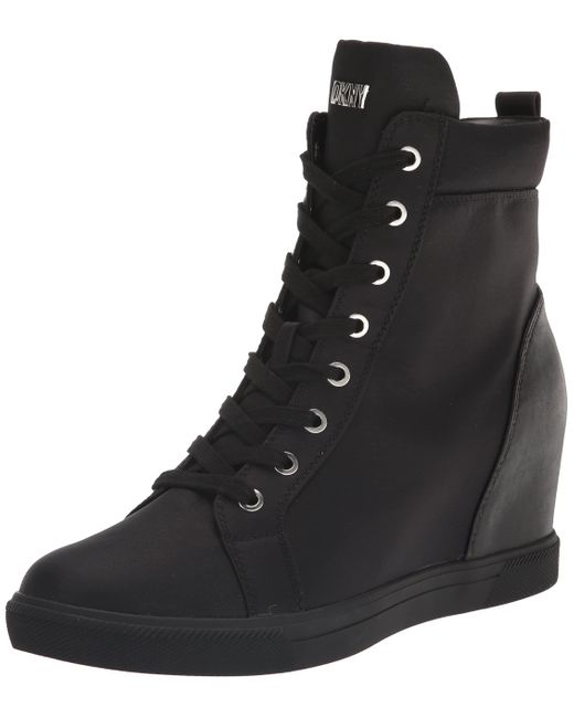 DKNY Black Calz Lace Up Wedge Sneaker