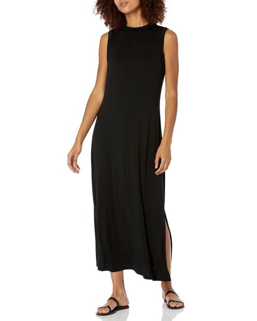 Daily Ritual Black Amazon Essentials Jersey Sleeveless Mock Neck Maxi Dress