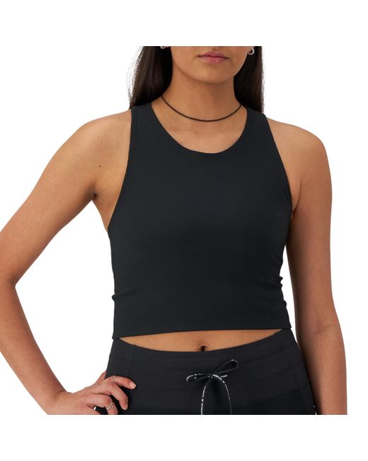 Champion , , Moisture Wicking, Anti Odor, Crop Top For , Black Ribbed, Large