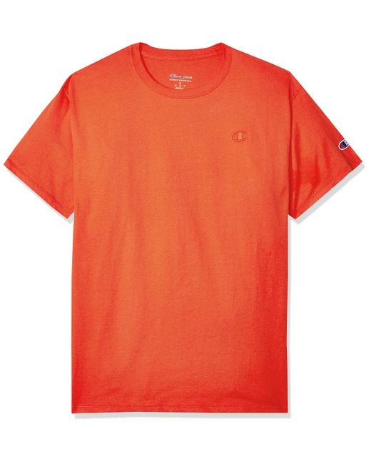 Champion Orange Mens Classic Jersey Tee Shirt for men