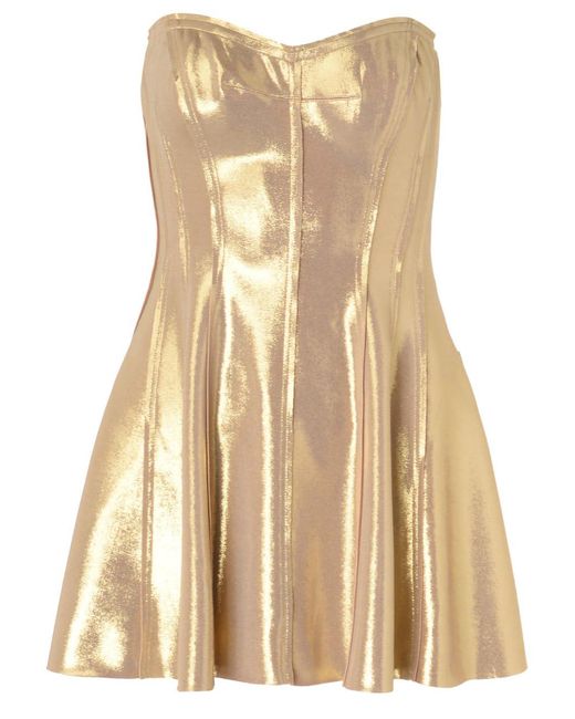 Norma Kamali Natural Strapless Grace Mini Dress Gold