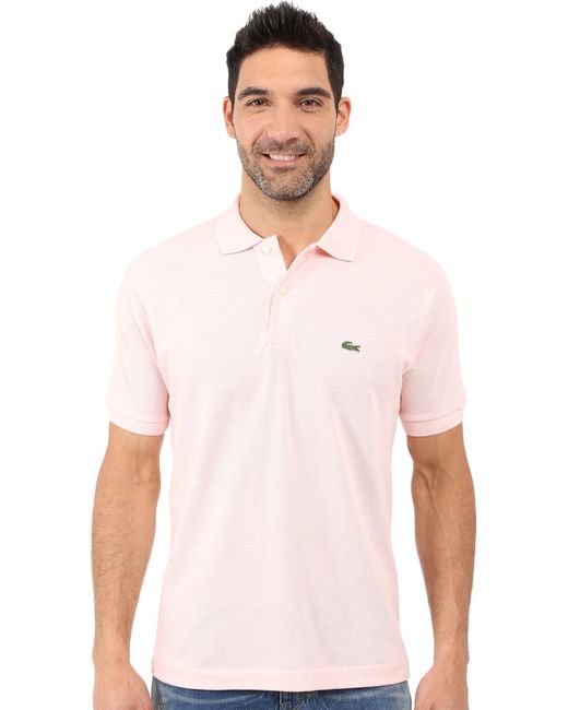Lacoste Pink S Short Sleeve L.12.12 Pique Polo Shirt for men