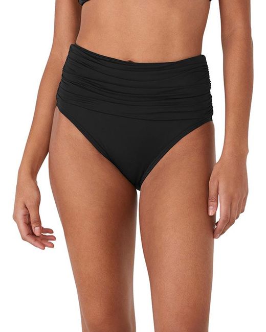 Kate Spade Black Shirred High Waist Bikini Bottom