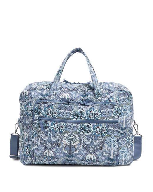 Vera Bradley Blue Cotton Grand Weekender Travel Bag