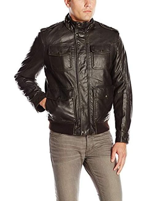 Lyst - Dockers Faux-leather Four-pocket Bomber Jacket With Hood in ...