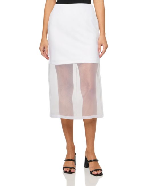 Kenneth Cole Women's White Sportswear Cb Zip Sheer Pencil Skirt