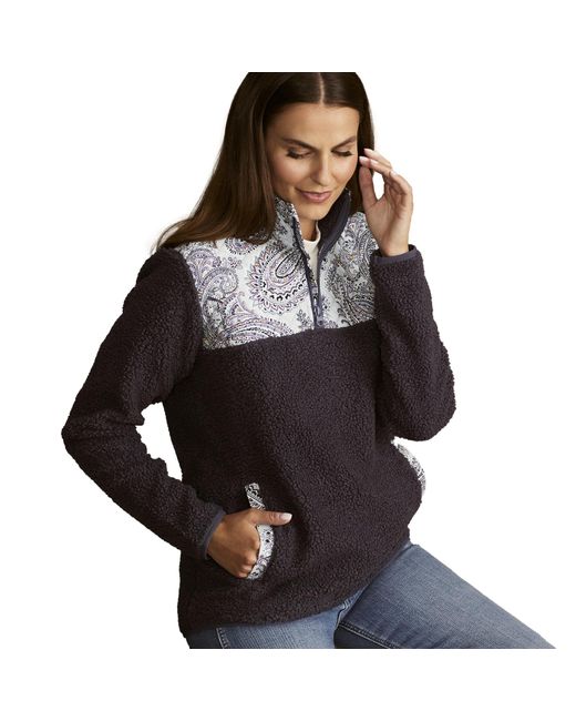 Vera Bradley Fleece Pullover Sweatshirt With Pockets in Brown