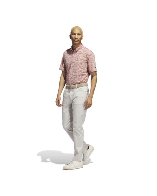 Adidas Pink Go-to Printed Golf Polo Shirt for men