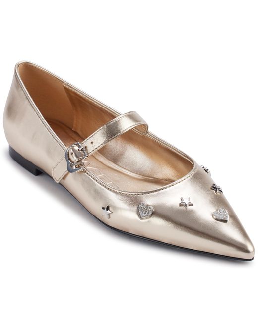 Karl Lagerfeld White Paris Veyda Pointed Toe Mary Jane Flat With Pins Sandal