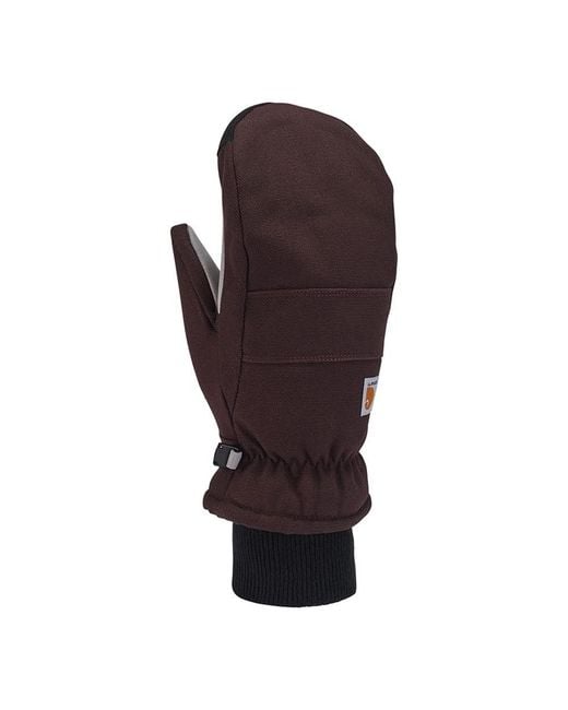 Carhartt Brown Insulated Duck Synthetic Leather Knit Cuff Mitt