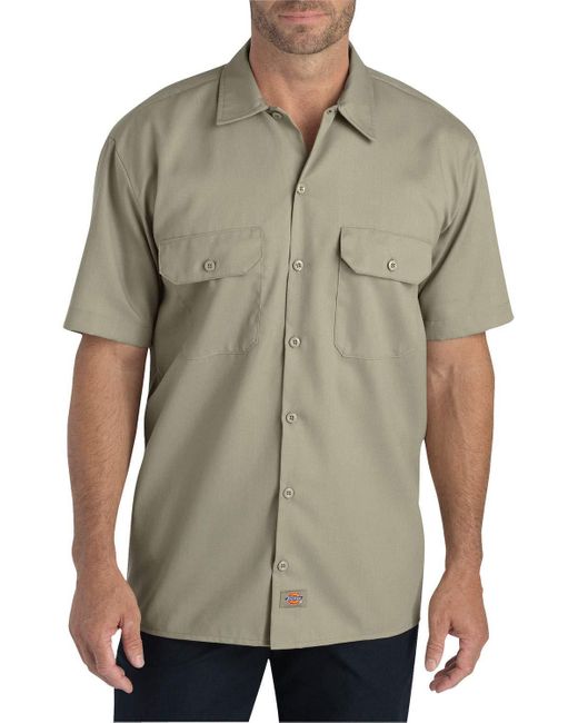 Dickies Green Big And Tall Short-sleeve Work Shirt for men