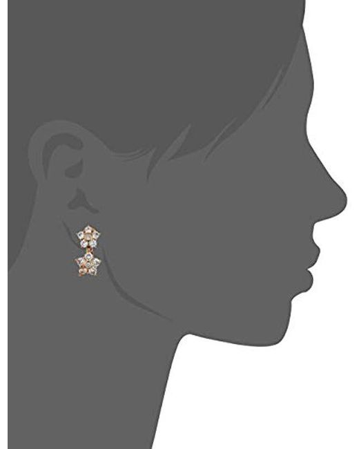 Napier Gold Crystal Cz Double Drop Ez Comfort Clip Earrings In