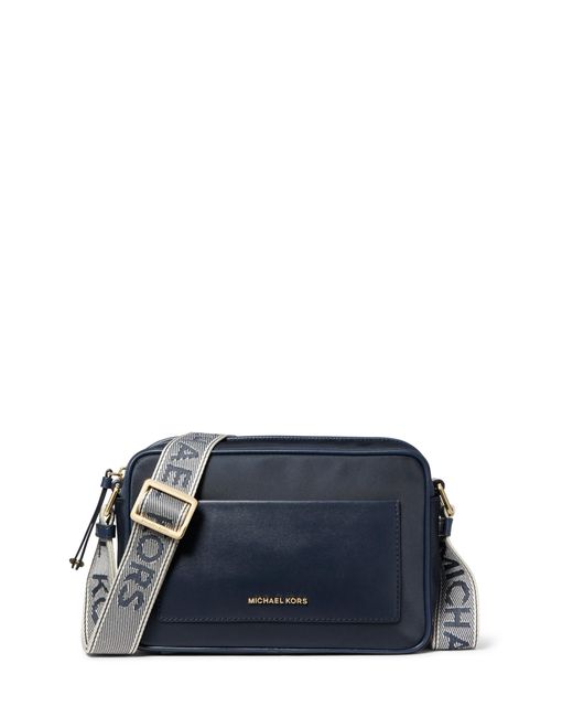 Michael Kors Blue Jet Set Large Nylon Gabardine Crossbody Bag