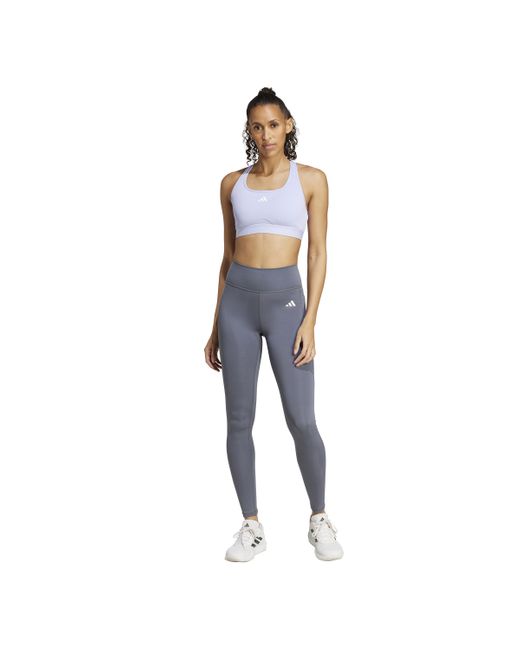 Adidas Blue Optime Essentials Stash Pocket Full-length Training Leggings