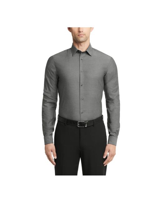Calvin Klein Dress Shirt Slim Fit Herringbone Stretch in Gray for Men ...