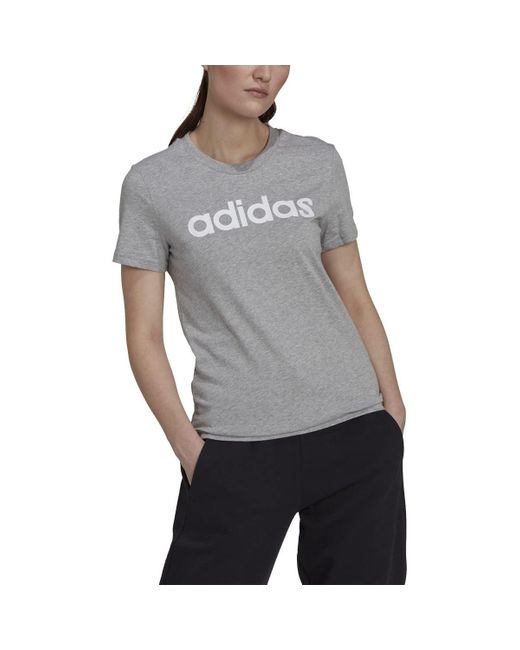 Adidas Gray Essentials Slim Logo Tee