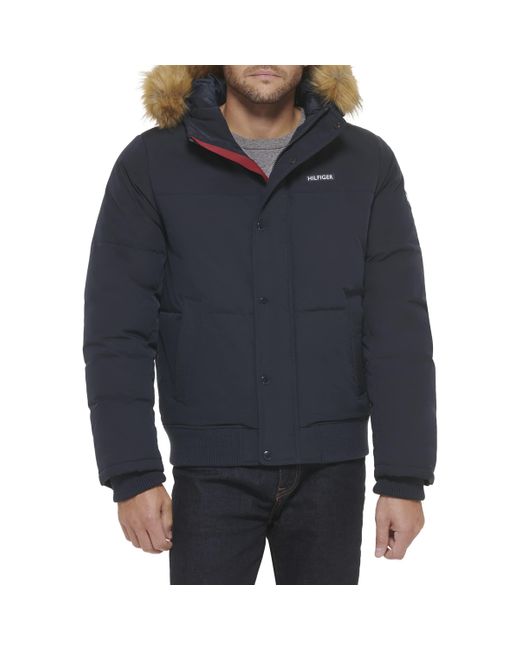 Tommy Hilfiger Arctic Cloth Quilted Snorkel Bomber Jacket in Blue for Men |  Lyst