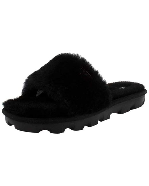 UGG Cozette Sheepskin Slides in Black 