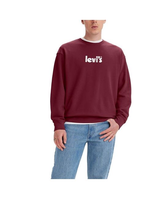 Levi's Red Relaxed Graphic Crewneck Sweatshirt, for men