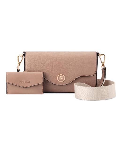 Nine West Natural Nalini Mini Flap Crossbody With Card Case