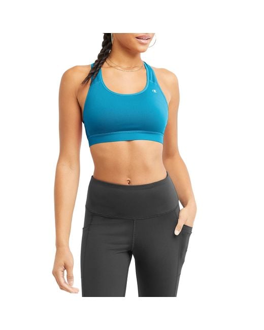 Champion , Compression, Moisture Wicking, High-impact Sports Bra For ,  Rockin Teal, Large in Blue