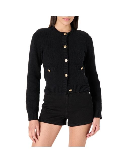 The Drop Black 's Janice Gold Button Fitted Sweater Cardigan