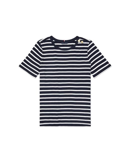 Tommy Hilfiger Blue Adaptive Stripe T-shirt With Velcro Brand Closure