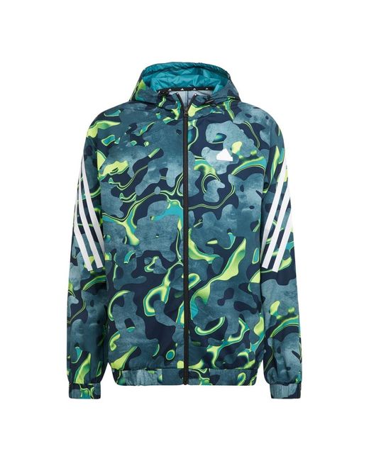 Adidas Green Future Icon All Over Printed Full-zip Hoodie for men