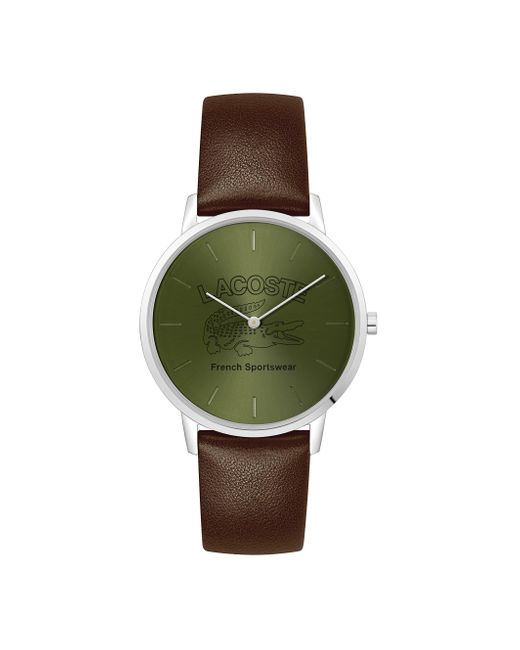 Lacoste Green Crocorigin Quartz Stainless Steel And Leather Strap Watch for men