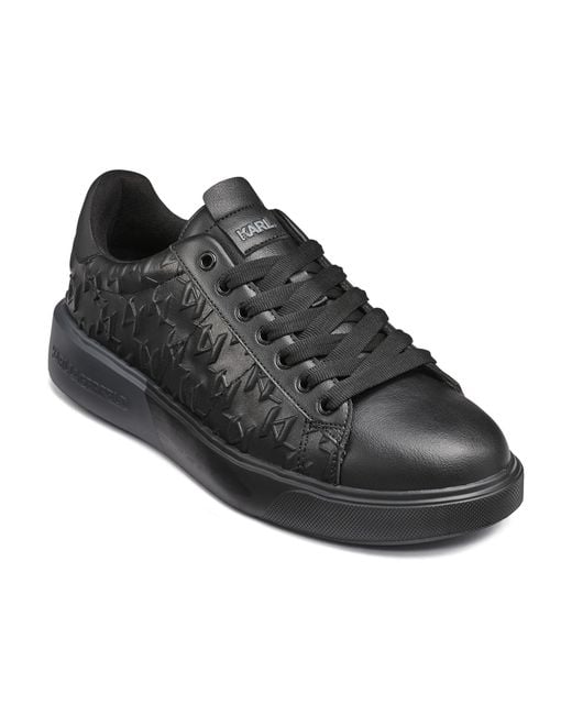 Karl Lagerfeld Black Paris Leather Lightweight Sneaker With Embossed Logo for men