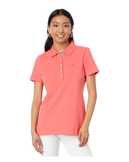 Tommy Hilfiger Pink Solid Short Sleeve Polo