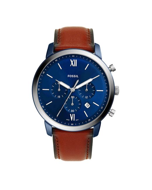 Fossil Blue Neutra Quartz Stainless Steel And Leather Chronograph Watch for men