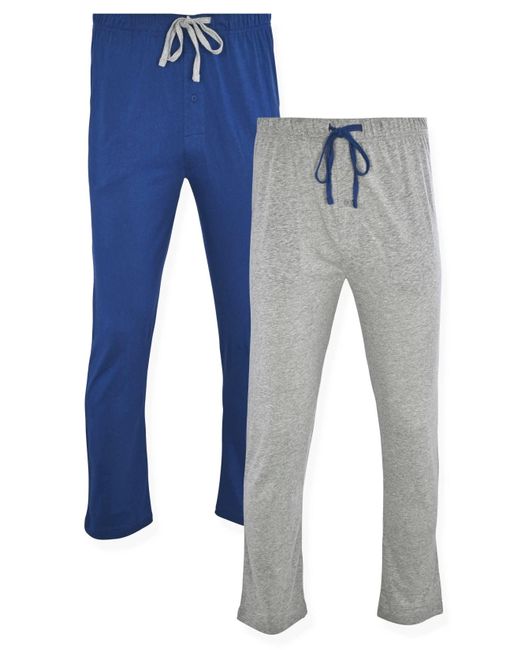 Hanes Blue Solid Knit Sleep Pant With Pockets And Drawstring for men